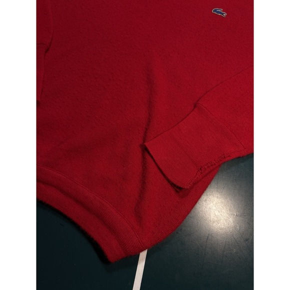 Vintage Izod Lacoste Sweater Women Large V Neck Pullover Knit Red Preppy 70s USA - Picture 5 of 9